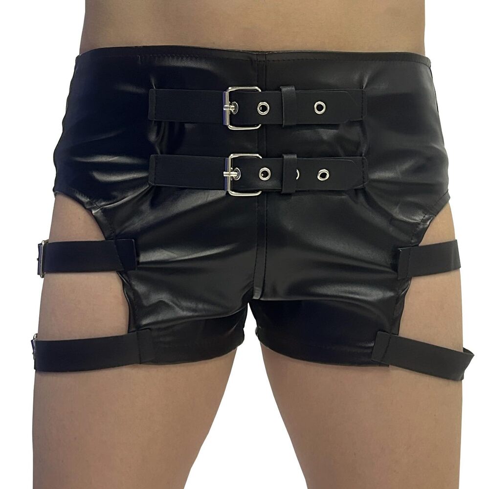 5453 Patent Leather Strappy Punk Gothic Booty Shorts Hot Pants Rave Party